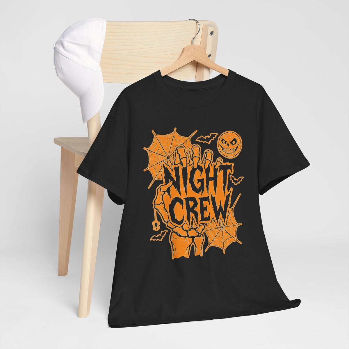 Night Crew Halloween T-Shirt — Spooky Moon & Spiderweb Graphic Tee