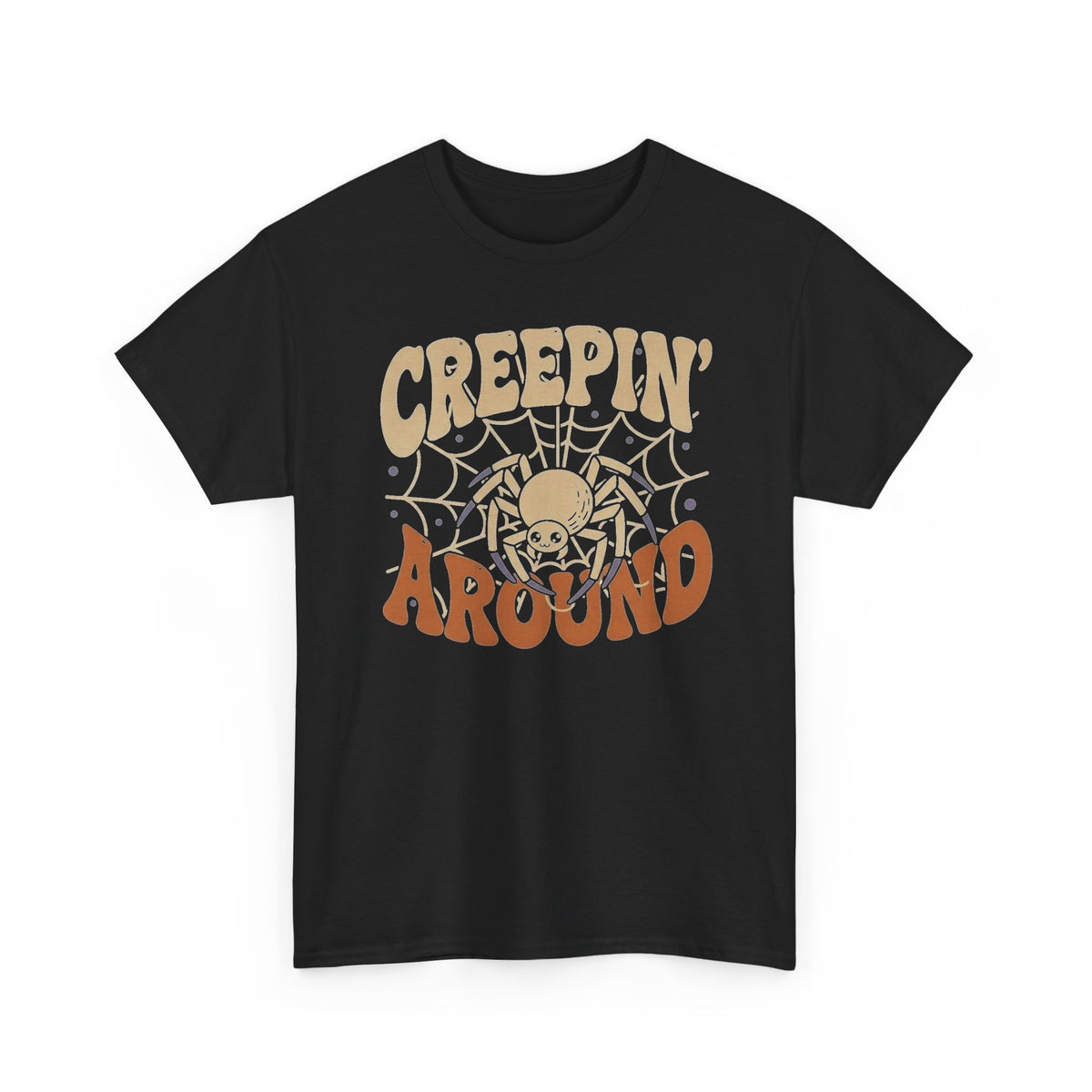 Creepin' Around Spiderweb Tee — Retro Halloween Graphic Shirt