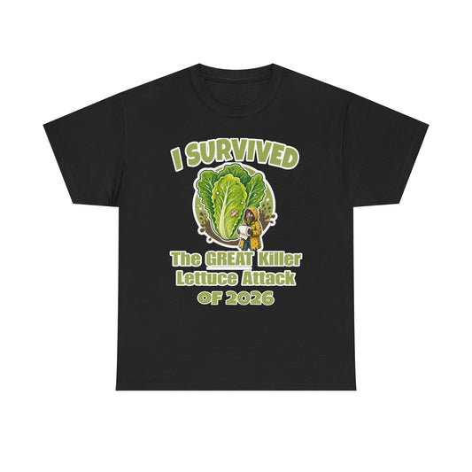 "I Survived The Great Killer Lettuce Attack of 2026" Novelty Tee