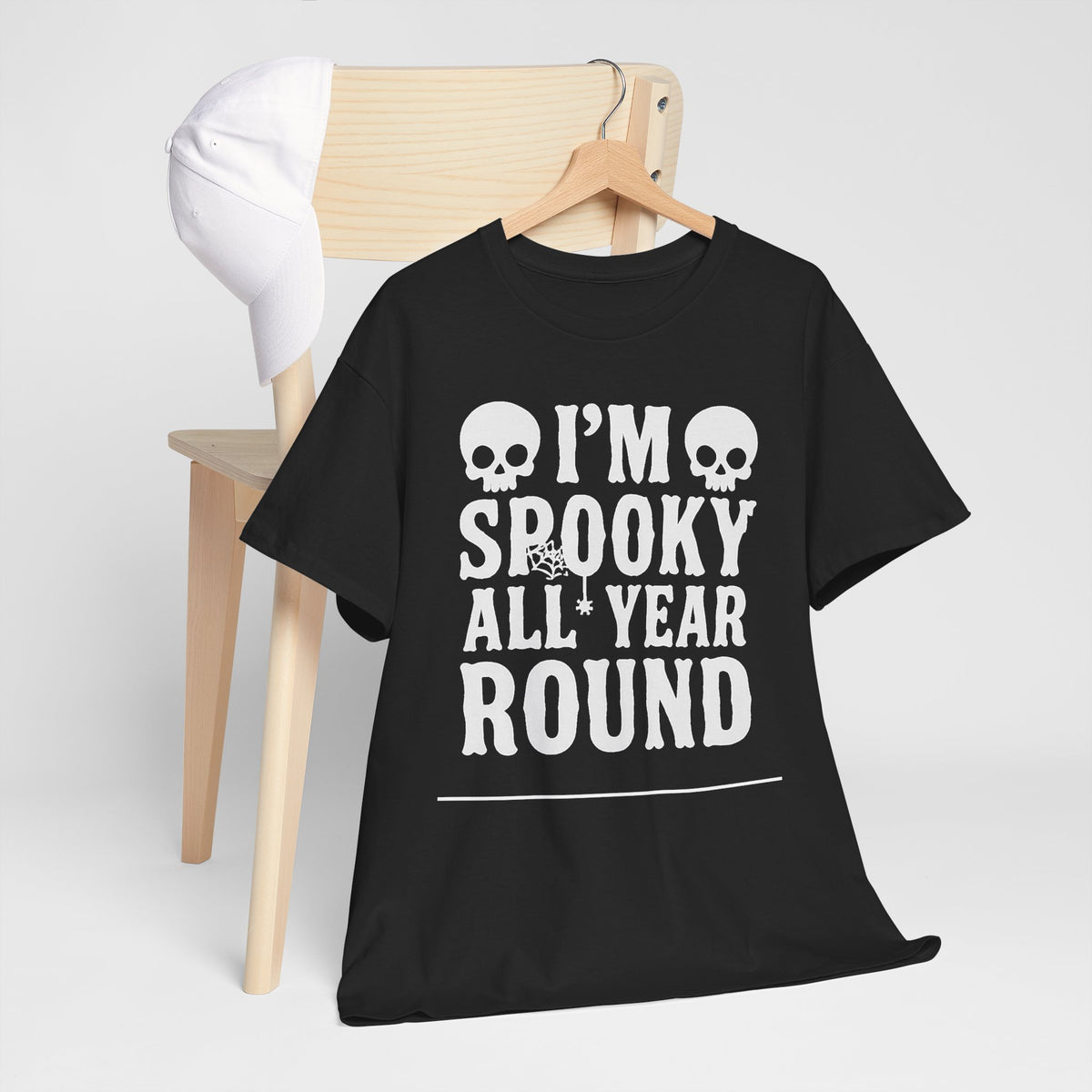I’m Spooky All Year Round Tee — Halloween Skull Graphic T-Shirt