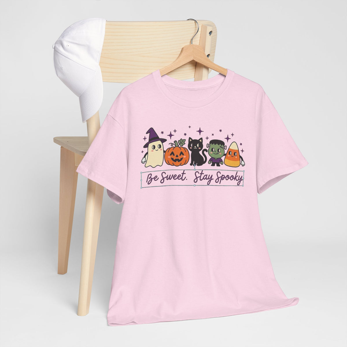 Halloween Cute Tee — "Be Sweet, Stay Spooky" Candy Corn & Pumpkin Design