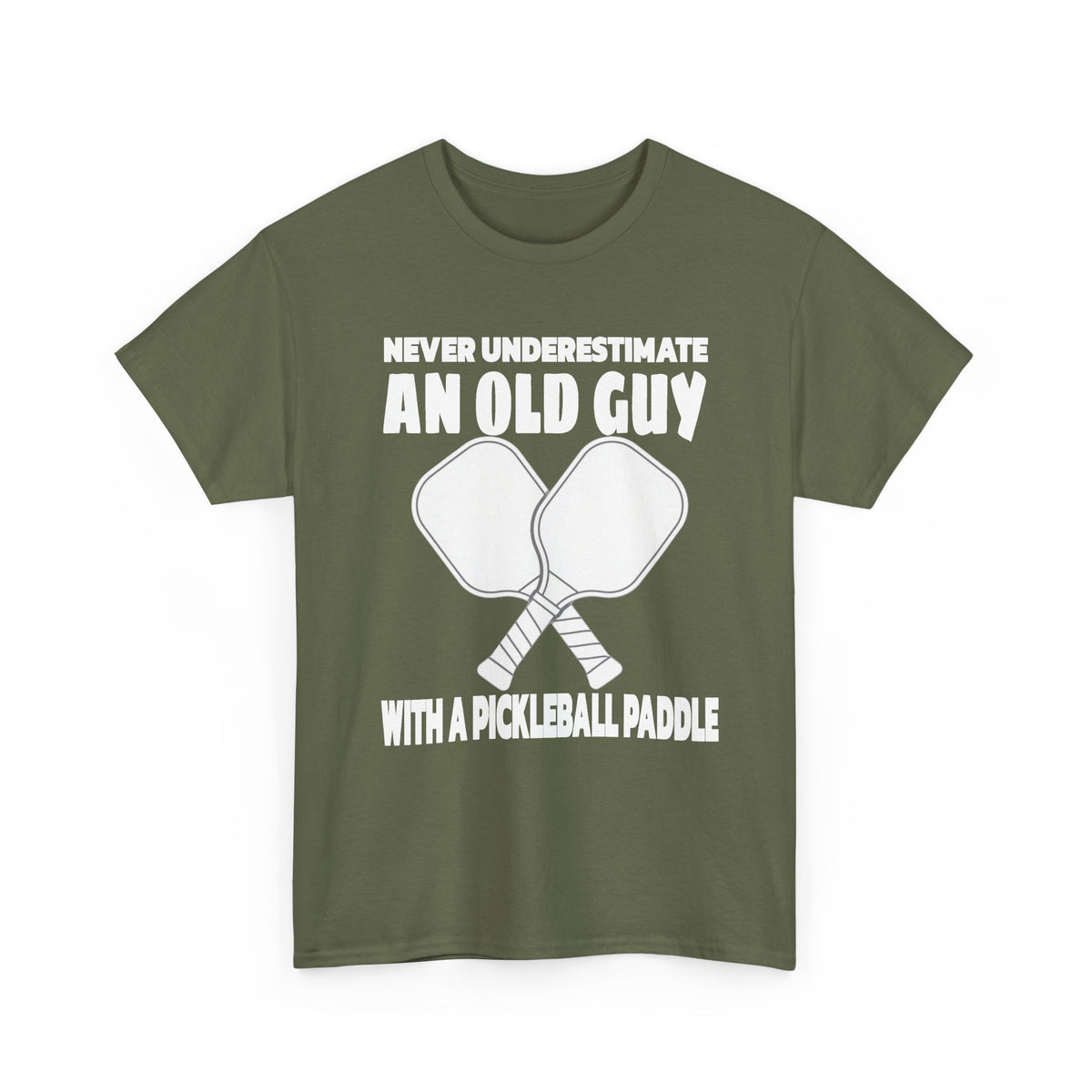 Pickleball Paddle T-Shirt — "Never Underestimate an Old Guy with a Pickleball Paddle"