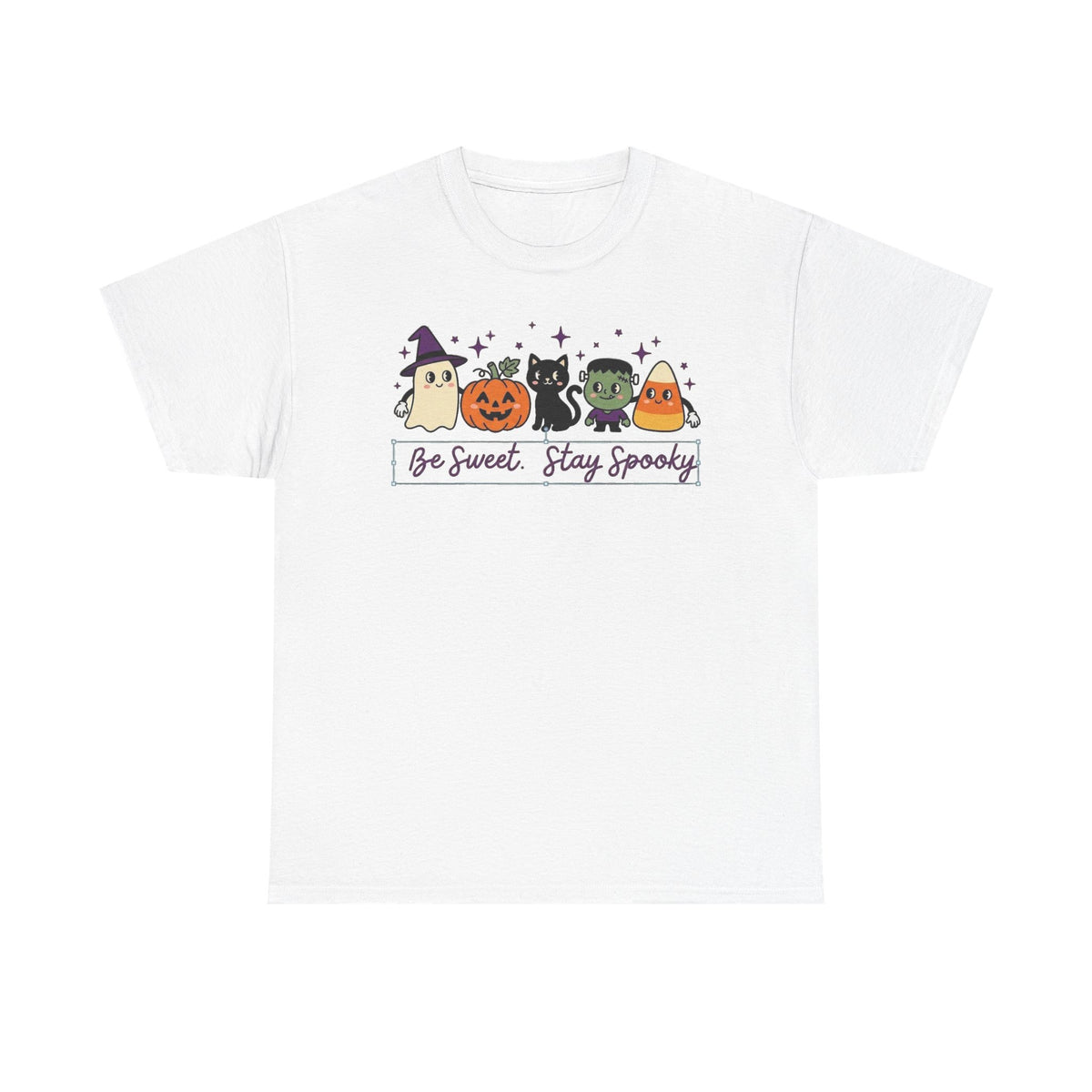 Halloween Cute Tee — "Be Sweet, Stay Spooky" Candy Corn & Pumpkin Design