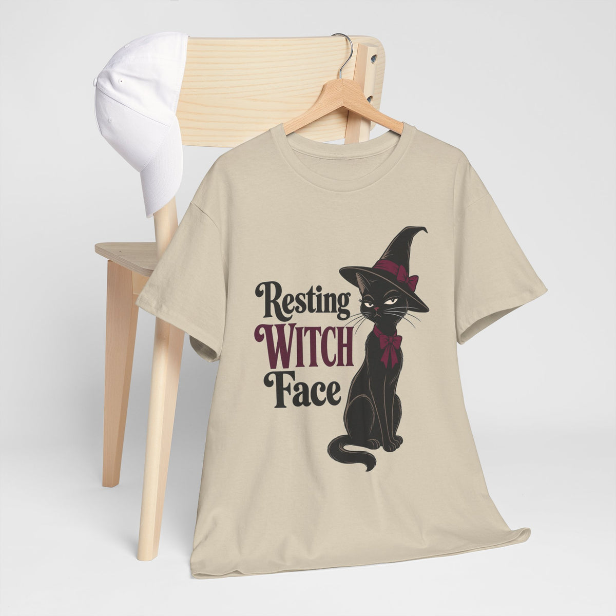 Resting Witch Face T‑Shirt — Black Cat Witchy Halloween Tee