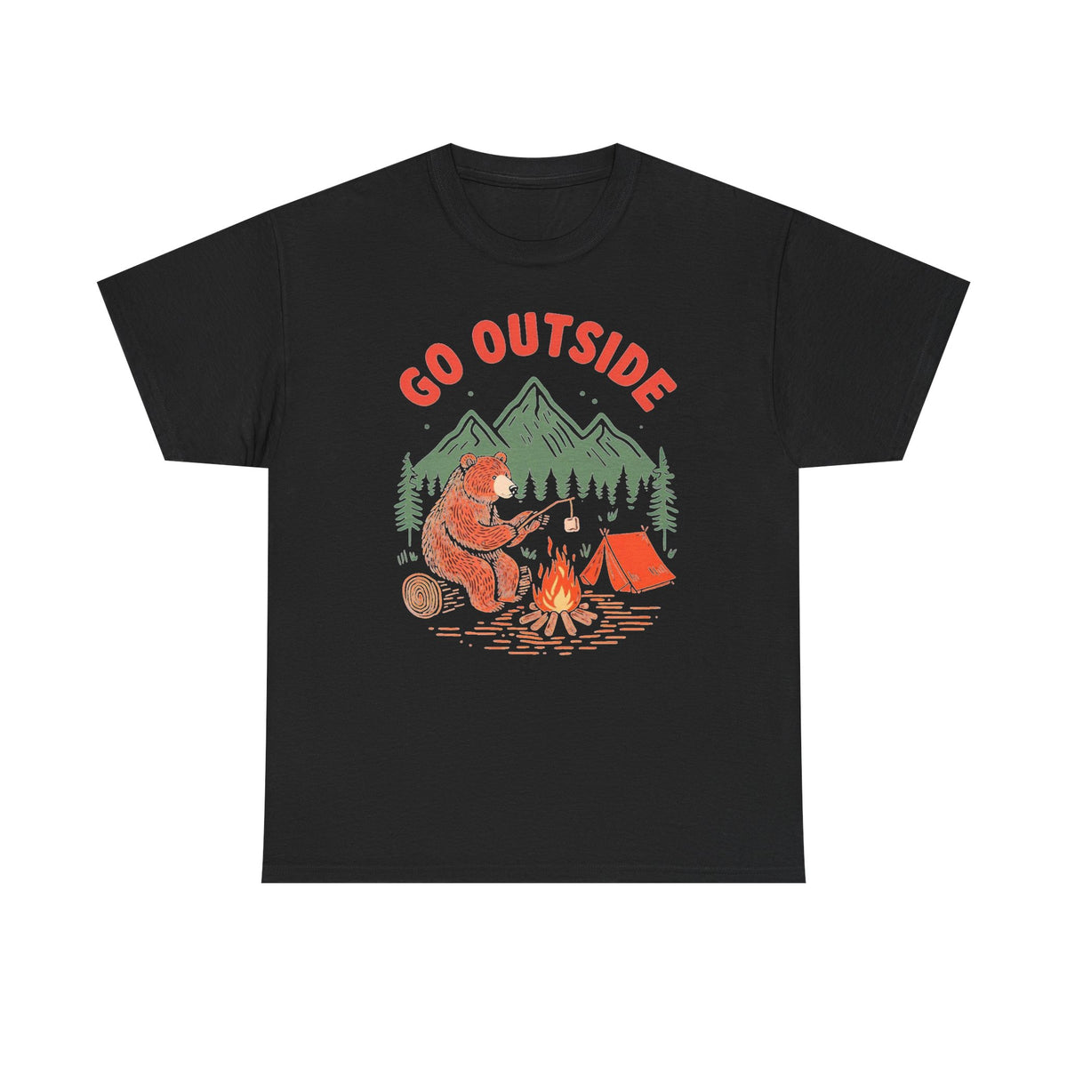 Go Outside Camping T-Shirt — Bear by Campfire Graphic Tee