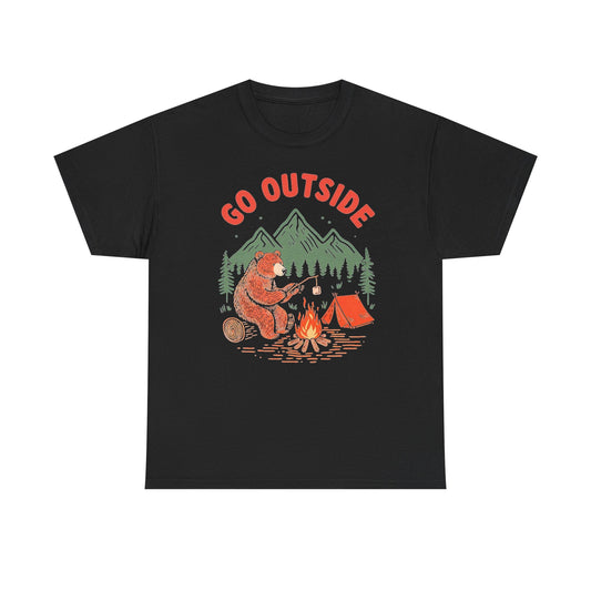 Go Outside Camping T-Shirt — Bear by Campfire Graphic Tee