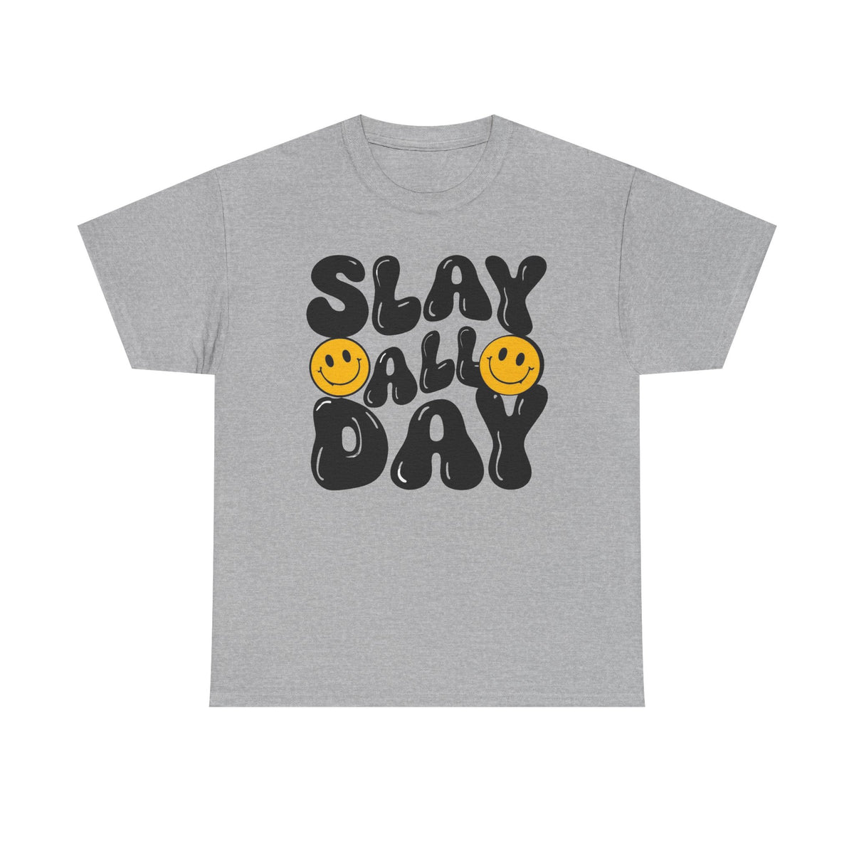 Slay All Day Graphic Tee — Retro Smiley Statement T-Shirt