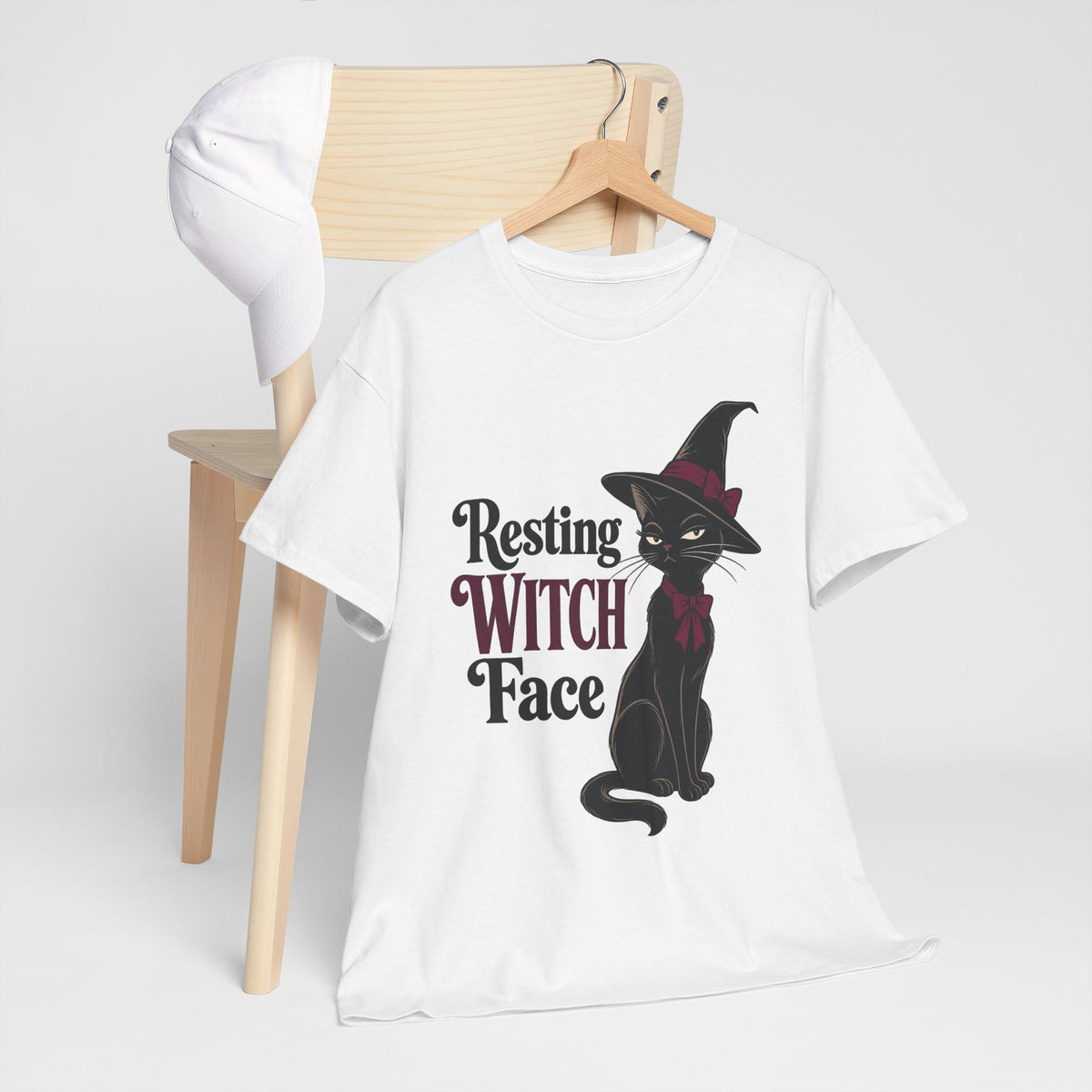 Resting Witch Face T‑Shirt — Black Cat Witchy Halloween Tee