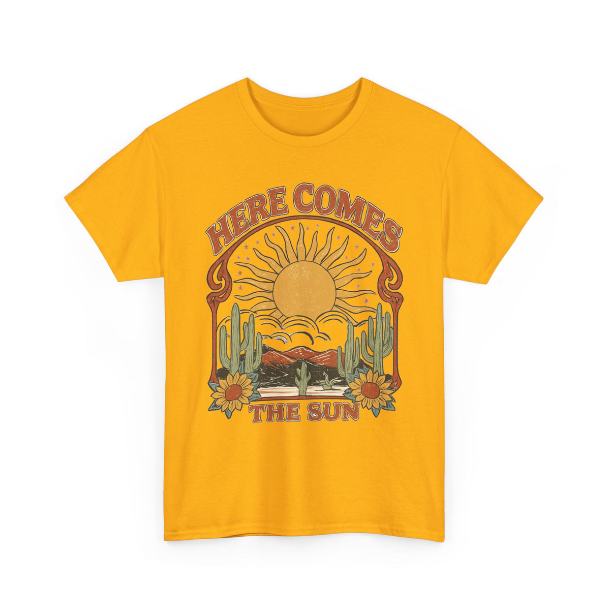 Here Comes the Sun Tee — Retro Desert Sunrise Graphic T‑Shirt