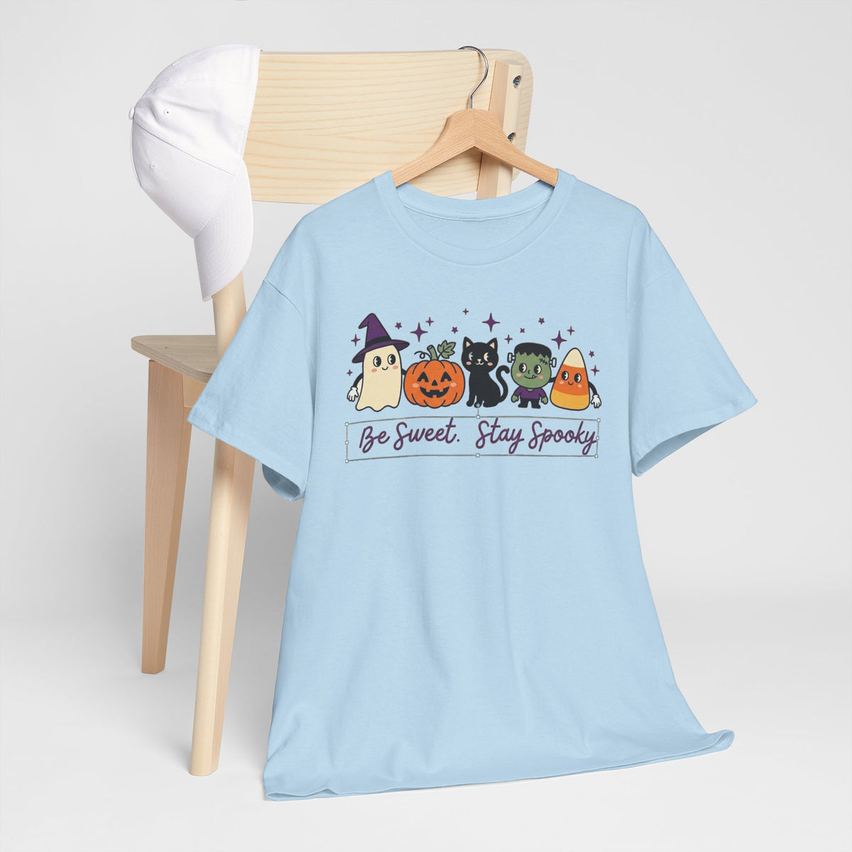 Halloween Cute Tee — "Be Sweet, Stay Spooky" Candy Corn & Pumpkin Design