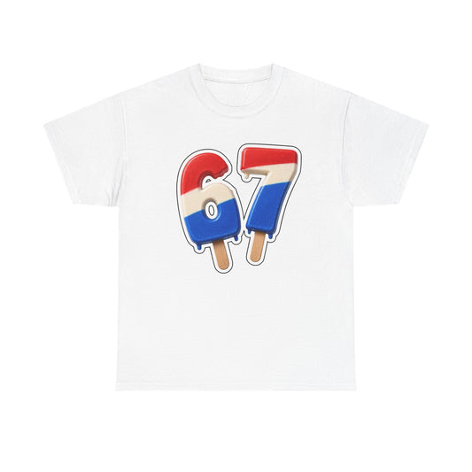 Number 87 Popsicle T-Shirt — Retro Red, White & Blue Ice Cream Graphic Tee