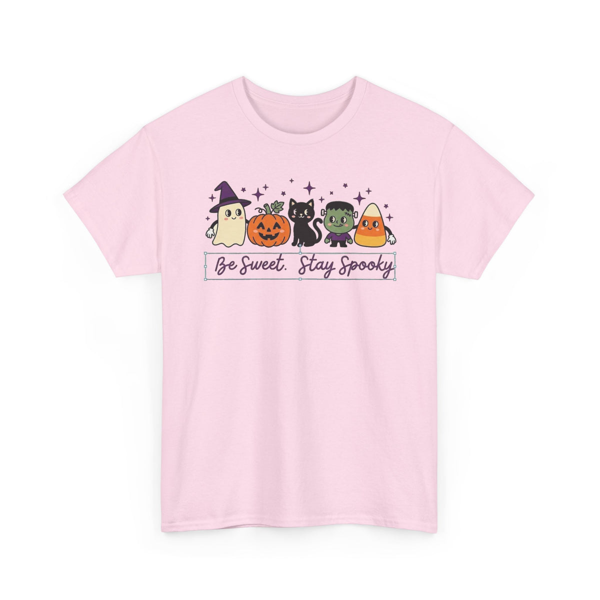 Halloween Cute Tee — "Be Sweet, Stay Spooky" Candy Corn & Pumpkin Design