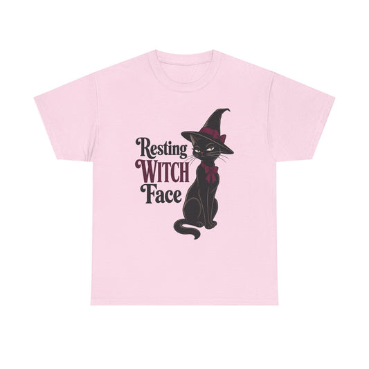 Resting Witch Face T‑Shirt — Black Cat Witchy Halloween Tee