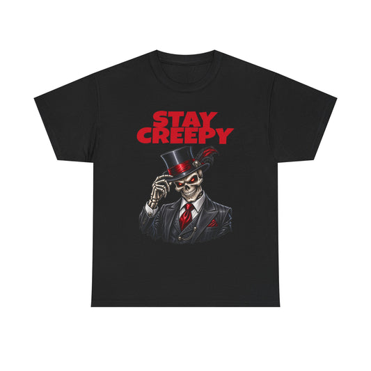 Stay Creepy Skeleton Gentleman T-Shirt — Gothic Halloween Horror Tee