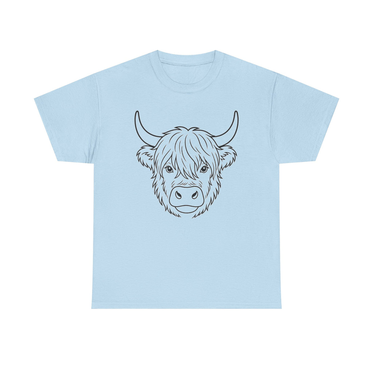 Highland Cow Line Art Tee — Rustic Scottish Cattle Graphic Shirt