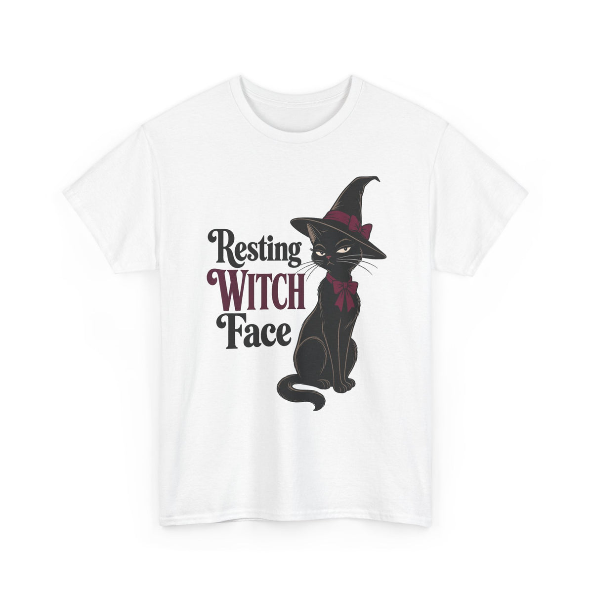 Resting Witch Face T‑Shirt — Black Cat Witchy Halloween Tee