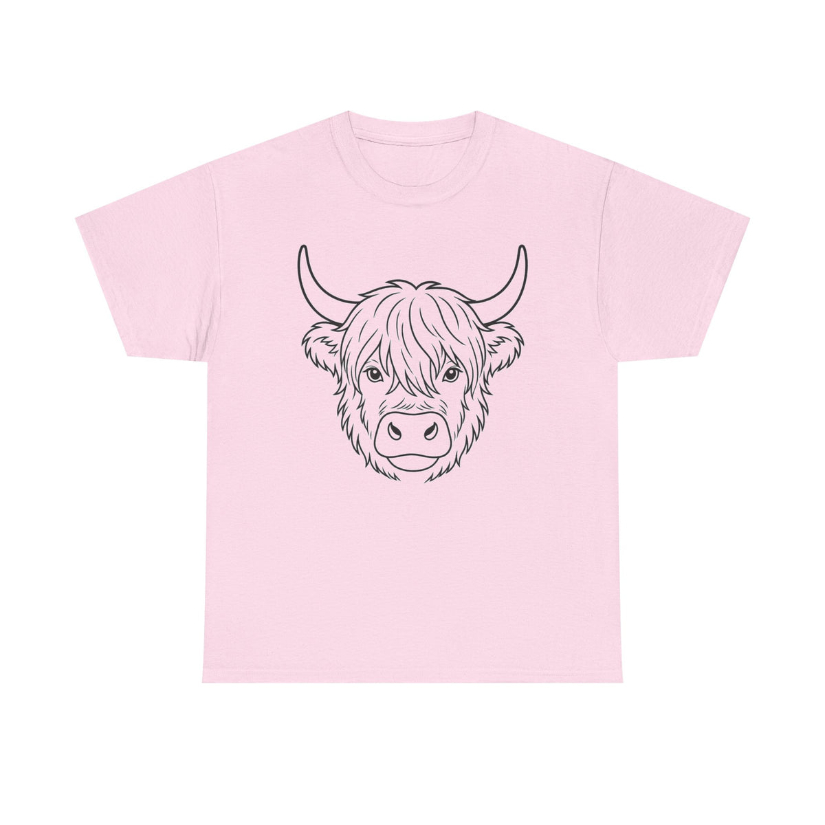 Highland Cow Line Art Tee — Rustic Scottish Cattle Graphic Shirt