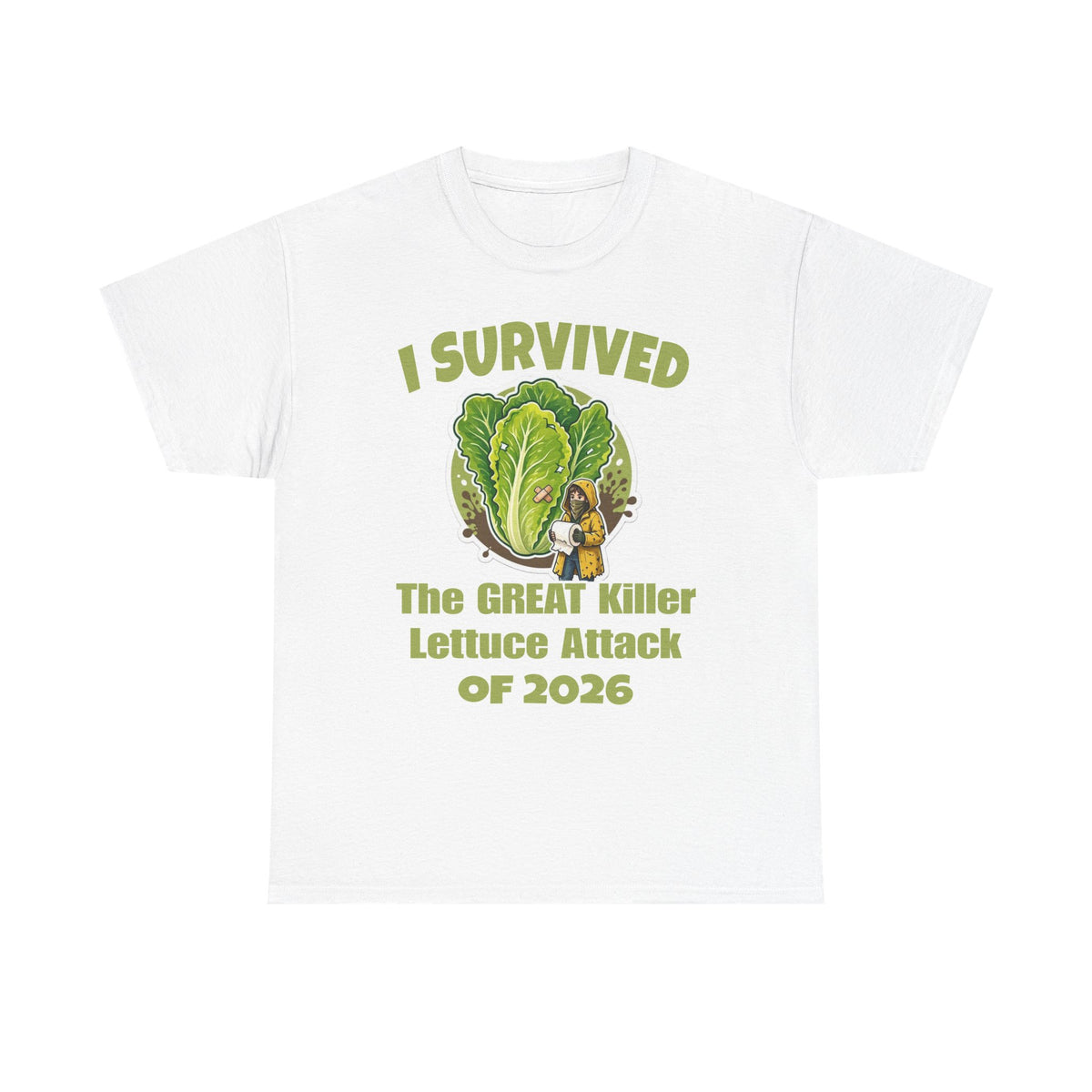 "I Survived The Great Killer Lettuce Attack of 2026" Novelty Tee