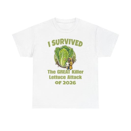 "I Survived The Great Killer Lettuce Attack of 2026" Novelty Tee