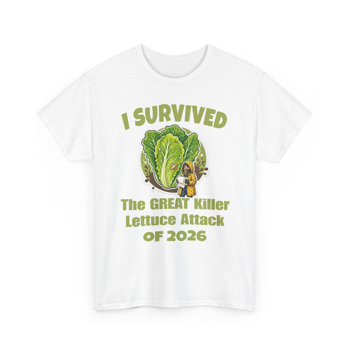 "I Survived The Great Killer Lettuce Attack of 2026" Novelty Tee
