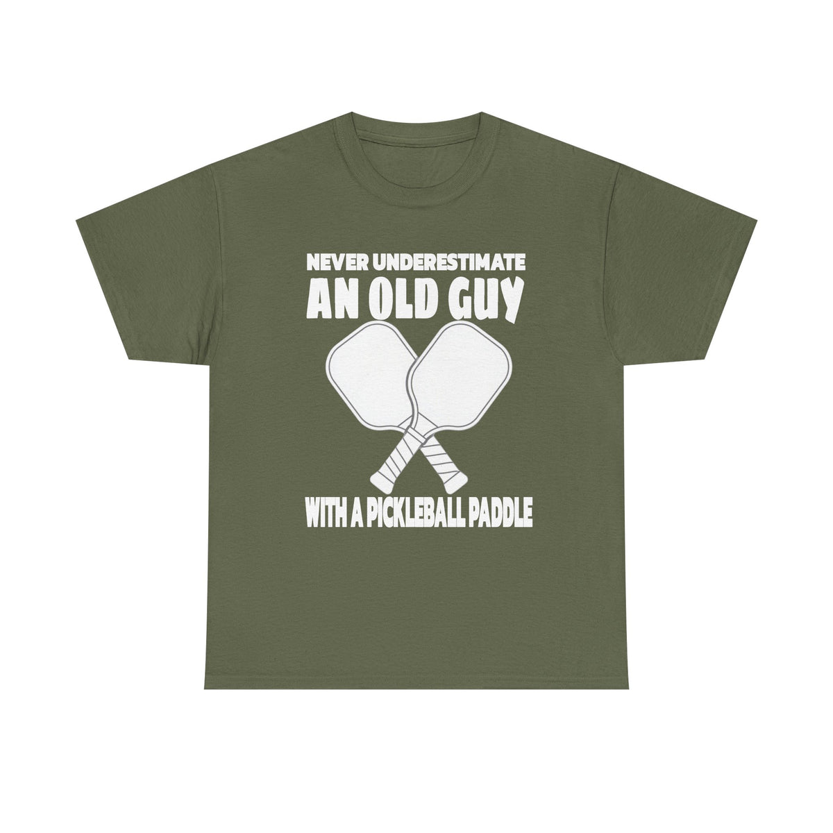 Pickleball Paddle T-Shirt — "Never Underestimate an Old Guy with a Pickleball Paddle"