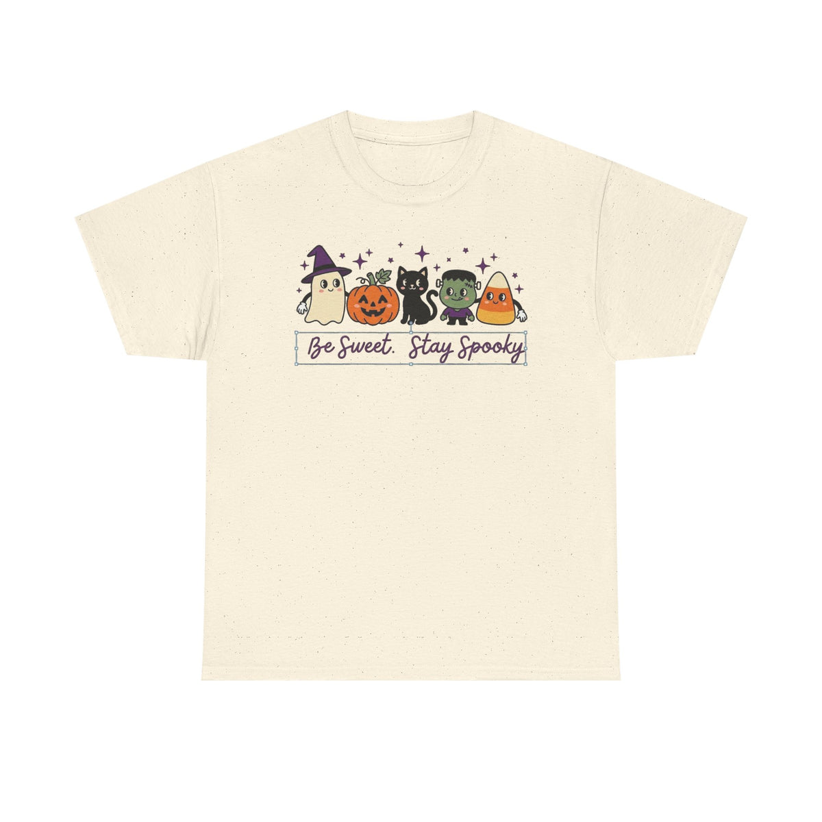 Halloween Cute Tee — "Be Sweet, Stay Spooky" Candy Corn & Pumpkin Design