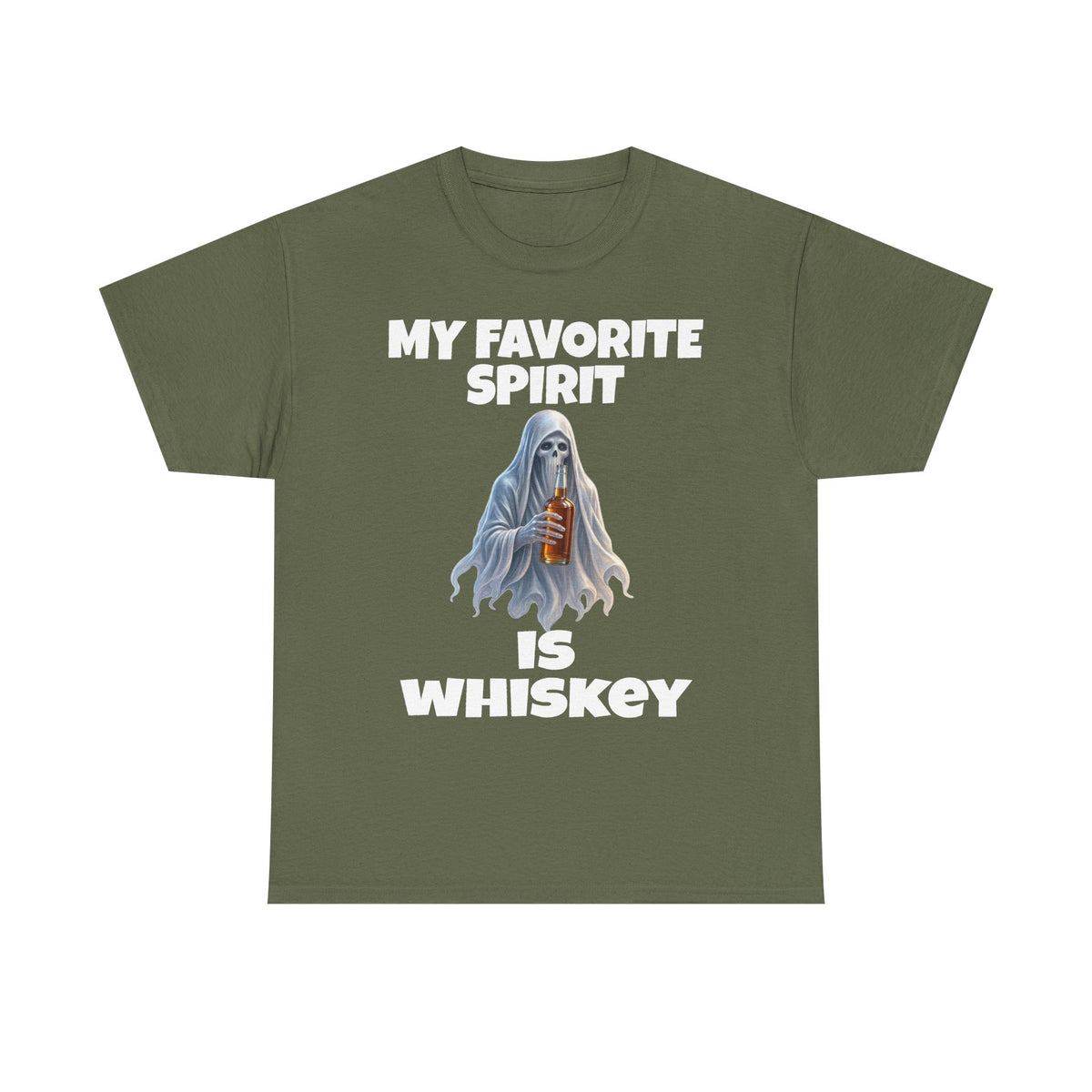 Halloween Whiskey Spirit T‑Shirt – 'My Favorite Spirit Is Whiskey' Ghost Graphic Tee
