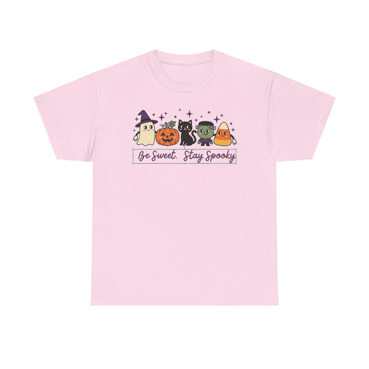 Halloween Cute Tee — "Be Sweet, Stay Spooky" Candy Corn & Pumpkin Design