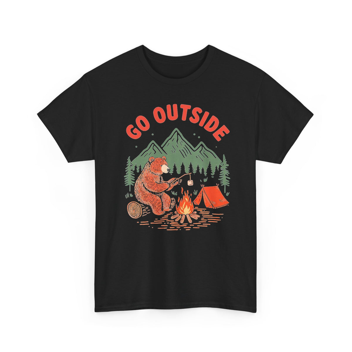 Go Outside Camping T-Shirt — Bear by Campfire Graphic Tee