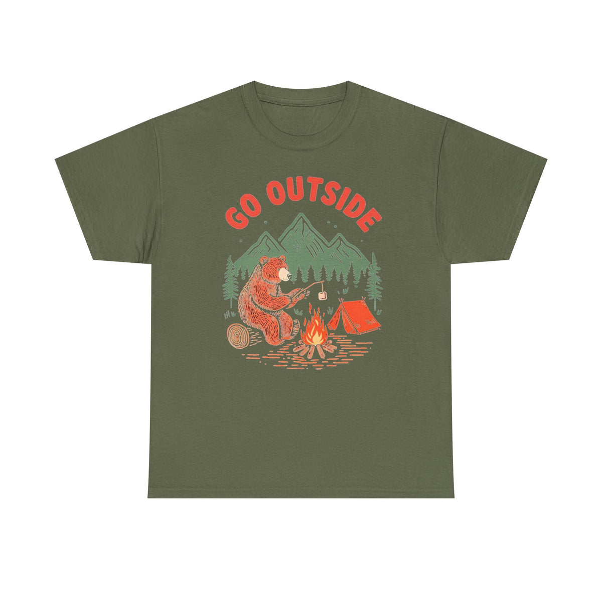 Go Outside Camping T-Shirt — Bear by Campfire Graphic Tee