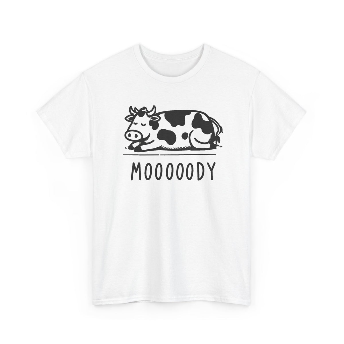 Moody Cow Tee — "Moooody" Cute Retro Cow Graphic T-Shirt