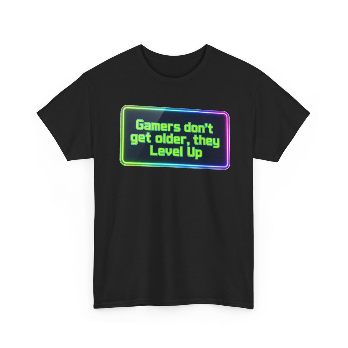 Gamers Don't Get Older They Level Up T-Shirt — Neon Retro Gaming Tee