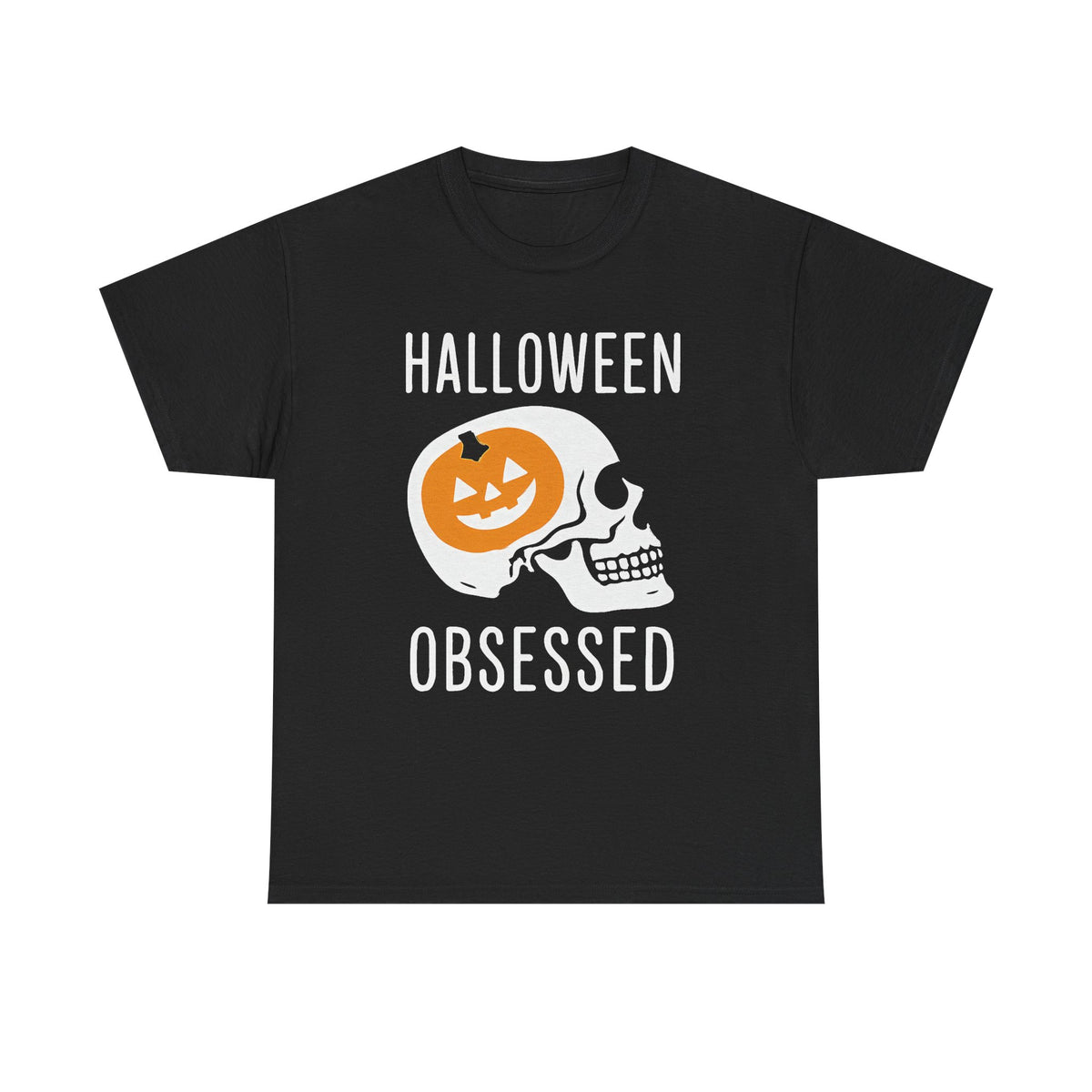 Halloween Obsessed T-Shirt — Pumpkin Skull Graphic Tee