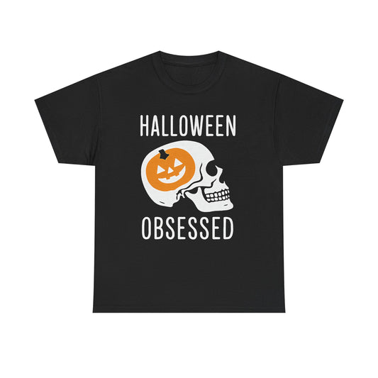 Halloween Obsessed T-Shirt — Pumpkin Skull Graphic Tee