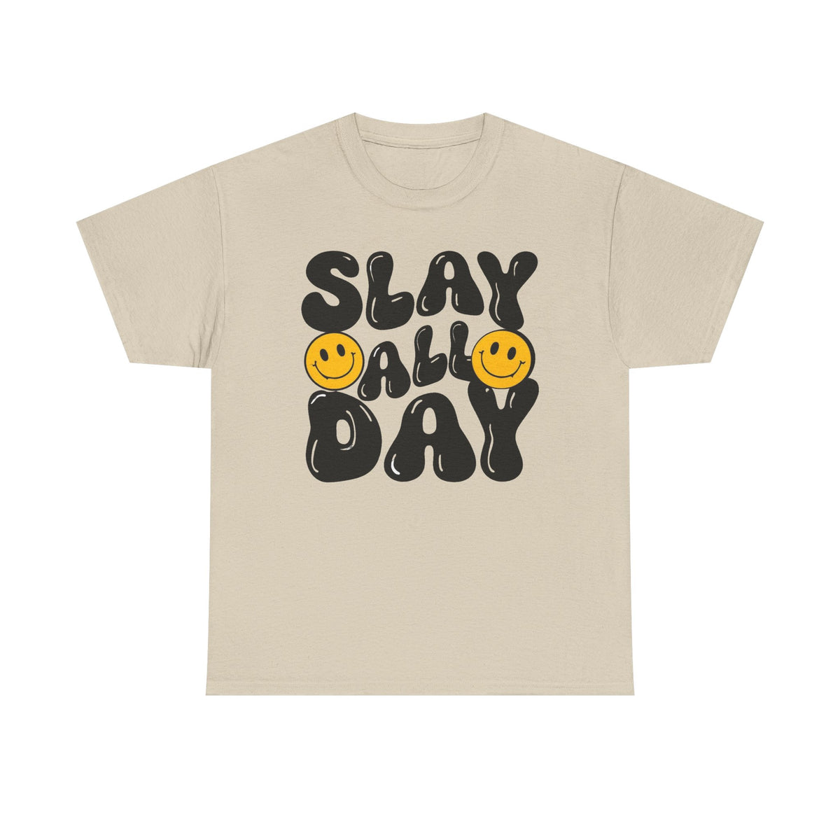 Slay All Day Graphic Tee — Retro Smiley Statement T-Shirt