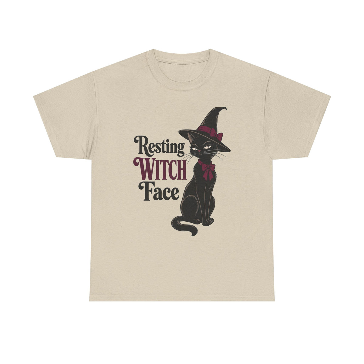 Resting Witch Face T‑Shirt — Black Cat Witchy Halloween Tee