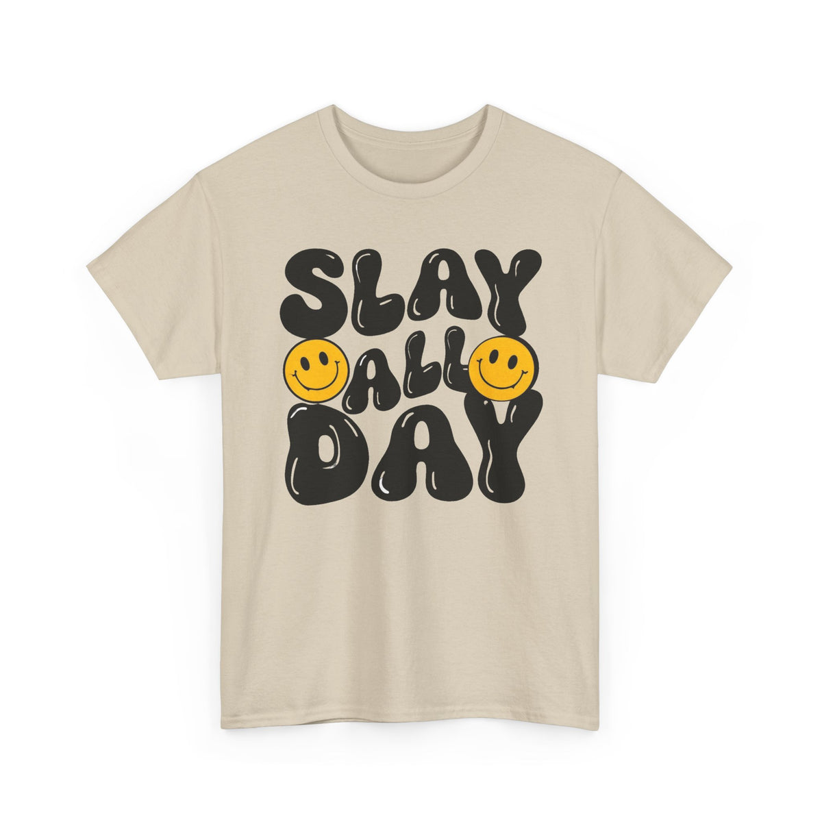 Slay All Day Graphic Tee — Retro Smiley Statement T-Shirt