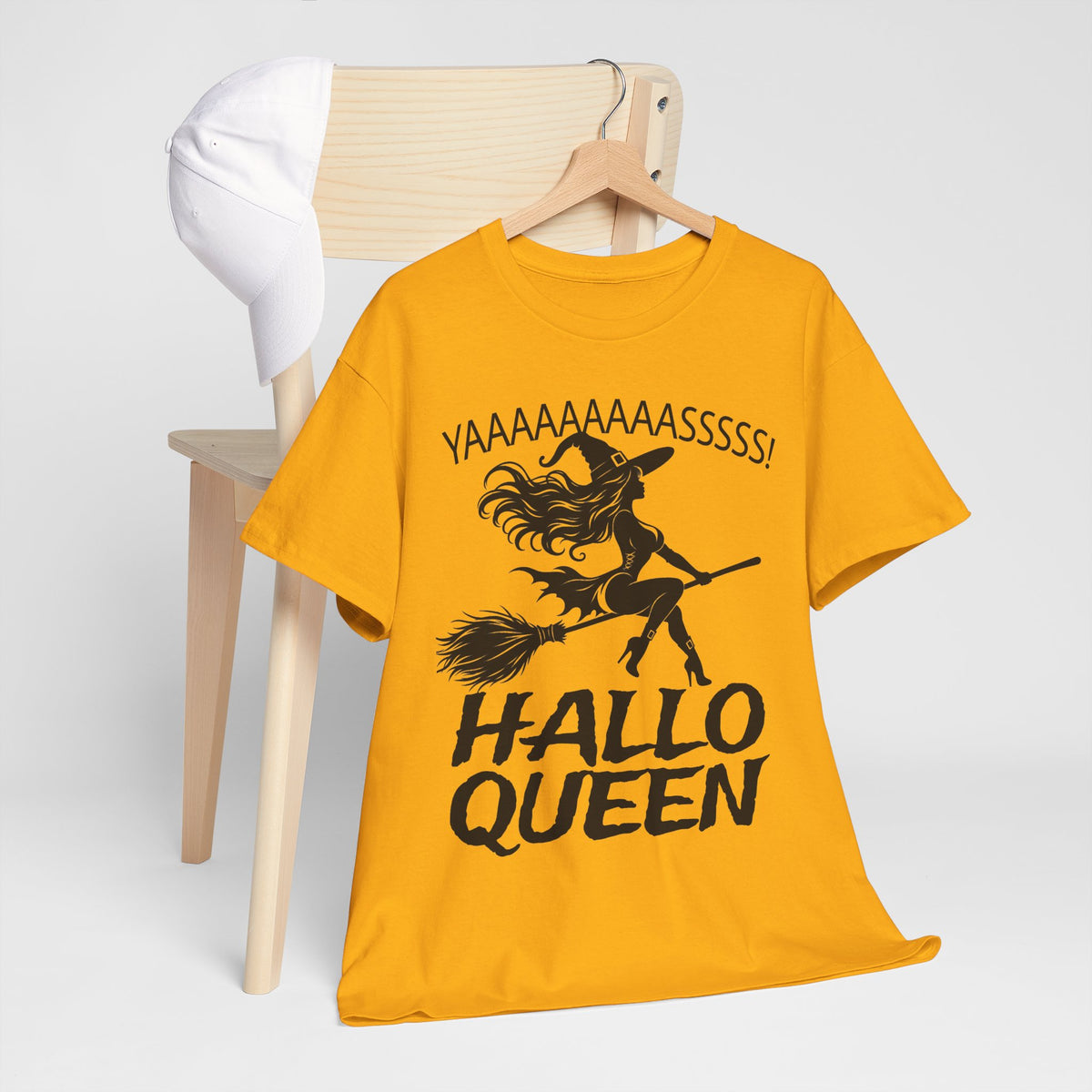 Hallo Queen Witch T‑Shirt — "YAAAAASSSSS!" Halloween Graphic Tee