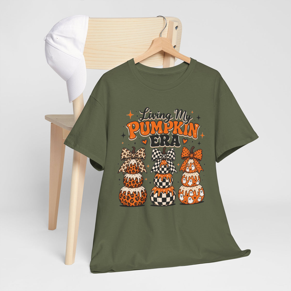 Living My Pumpkin Era Tee — Cute Halloween Pumpkin Stacked Gnomes Shirt