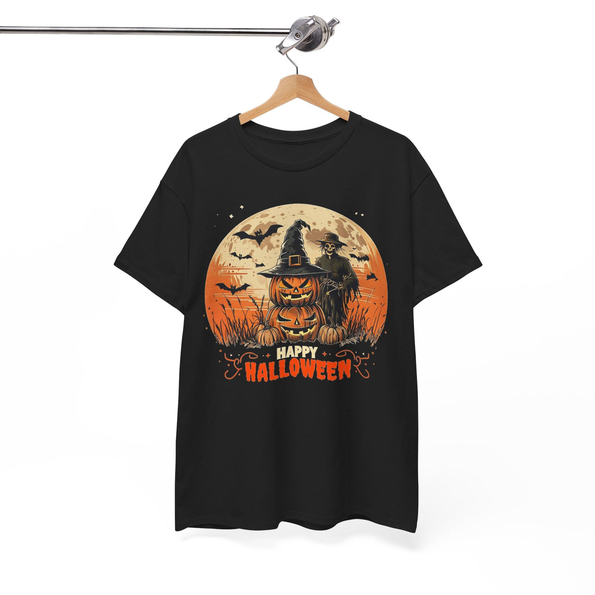 Halloween Pumpkin Witch T-Shirt — "Happy Halloween" Spooky Moon Tee