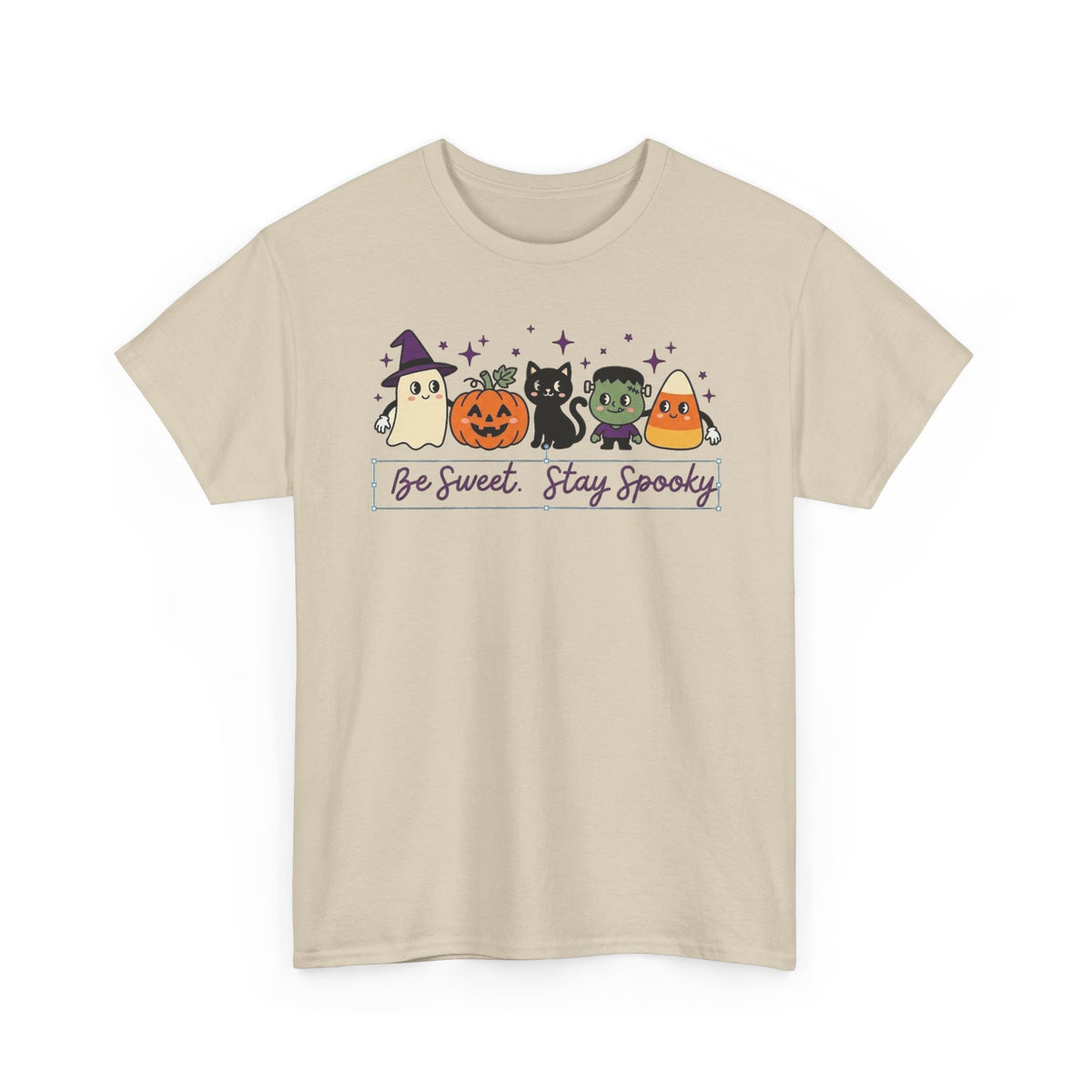 Halloween Cute Tee — "Be Sweet, Stay Spooky" Candy Corn & Pumpkin Design