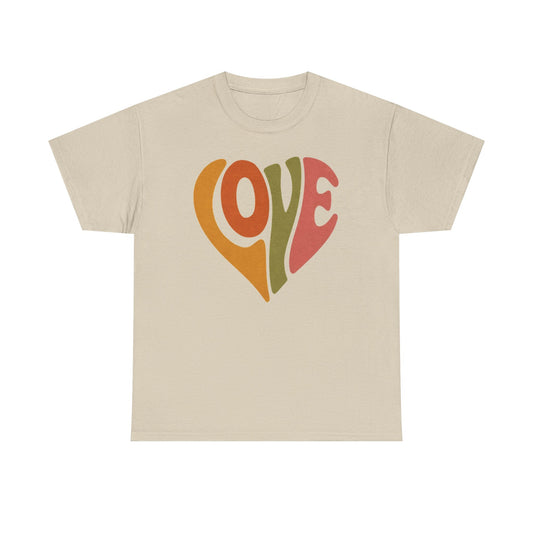 Retro Heart 'Love' T‑Shirt — 70s Vintage Vibe Graphic Tee