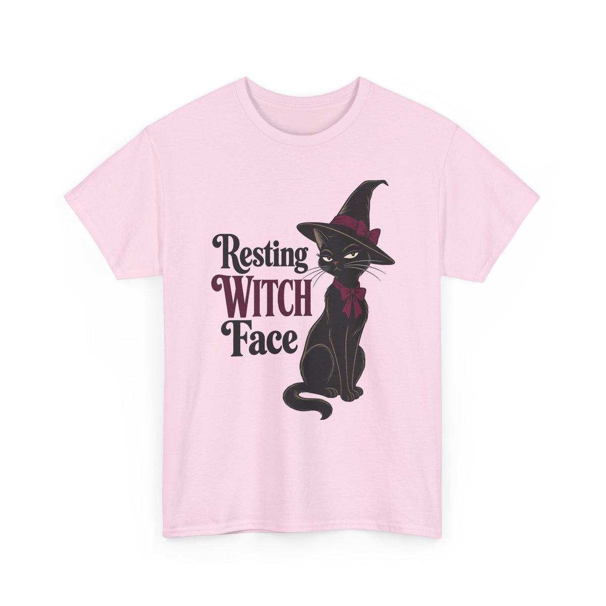 Resting Witch Face T‑Shirt — Black Cat Witchy Halloween Tee