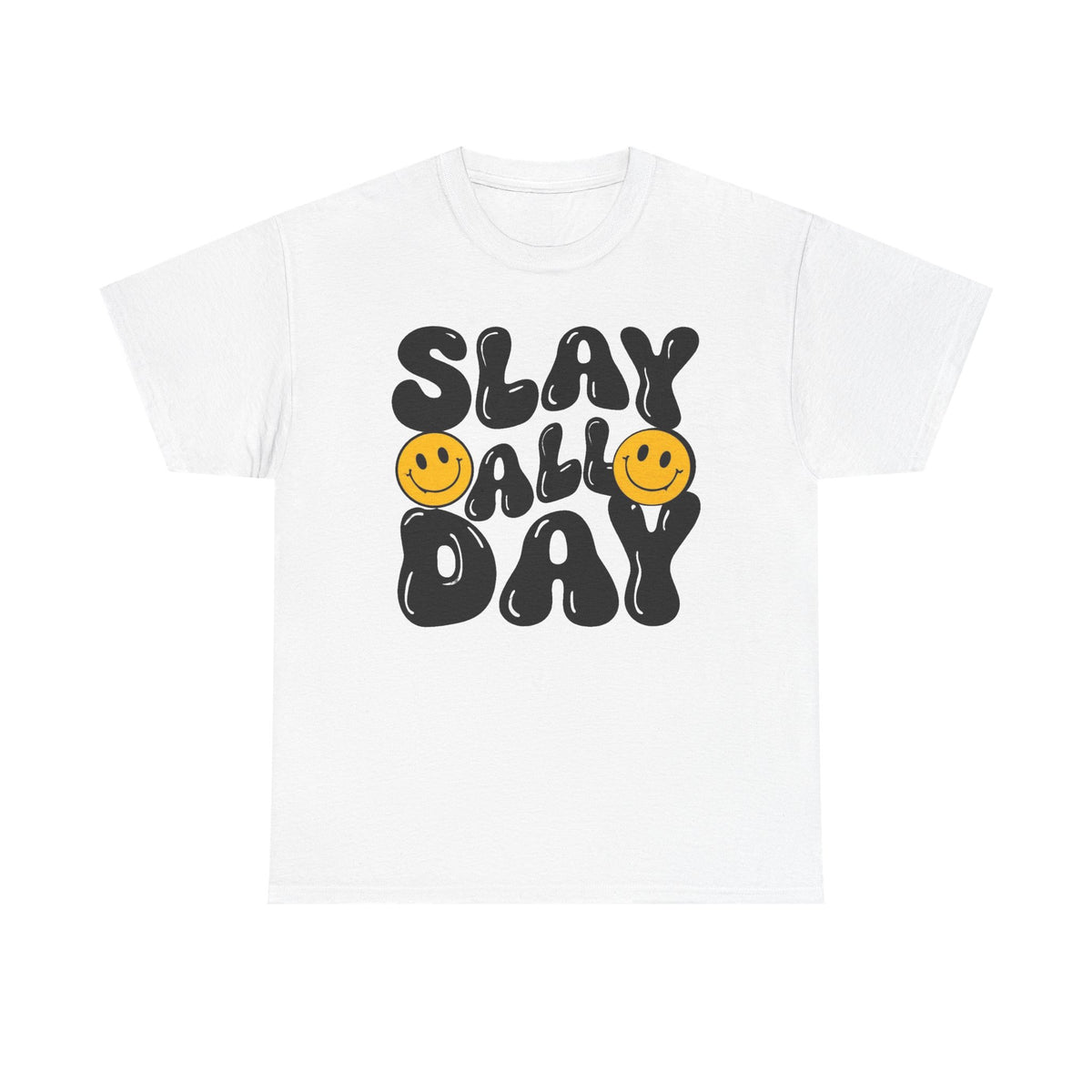 Slay All Day Graphic Tee — Retro Smiley Statement T-Shirt
