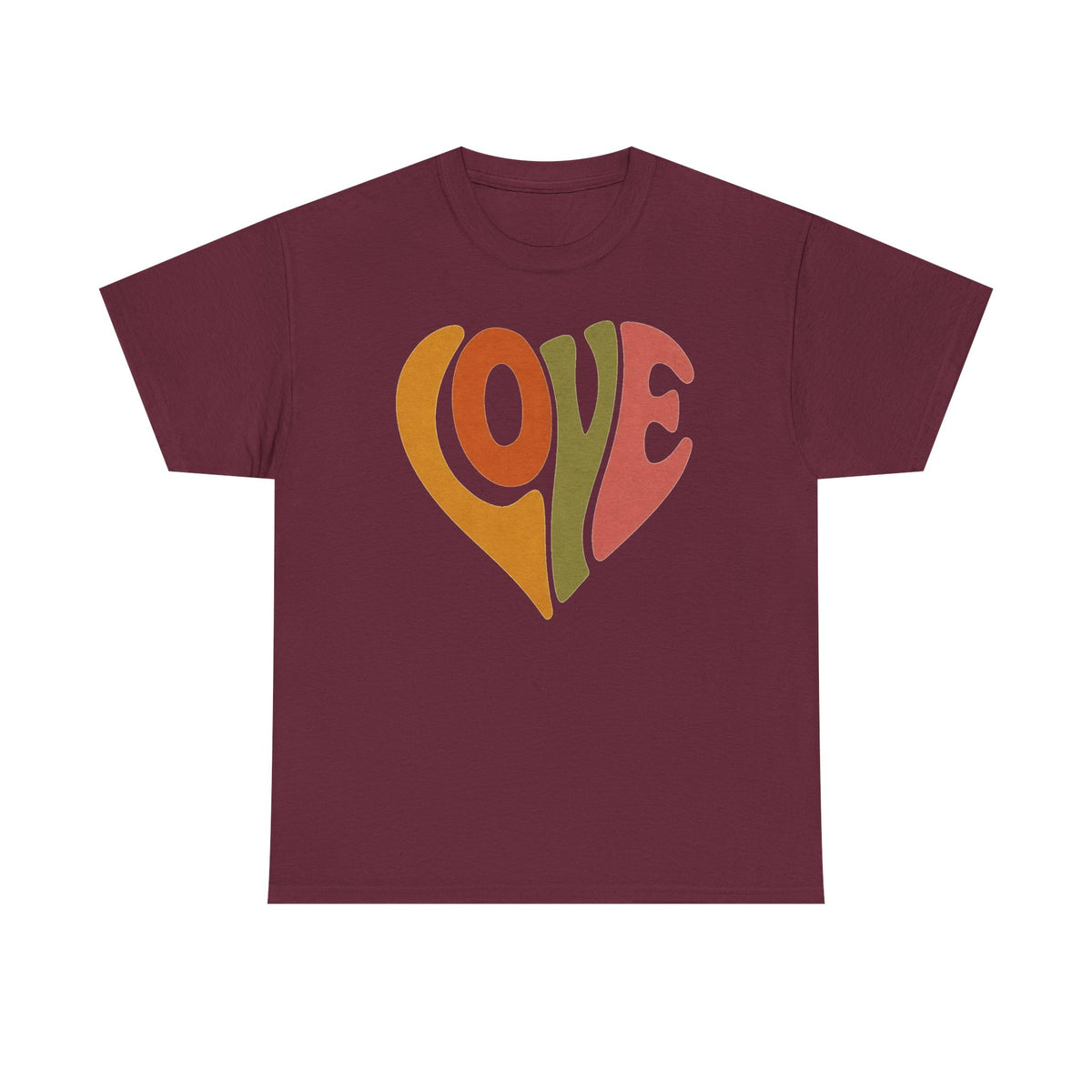 Retro Heart 'Love' T‑Shirt — 70s Vintage Vibe Graphic Tee
