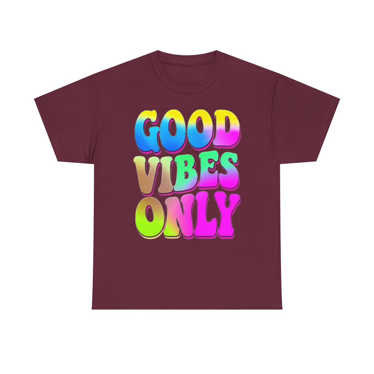 Good Vibes Only T-Shirt — Colorful Retro Bubble Letter Tee