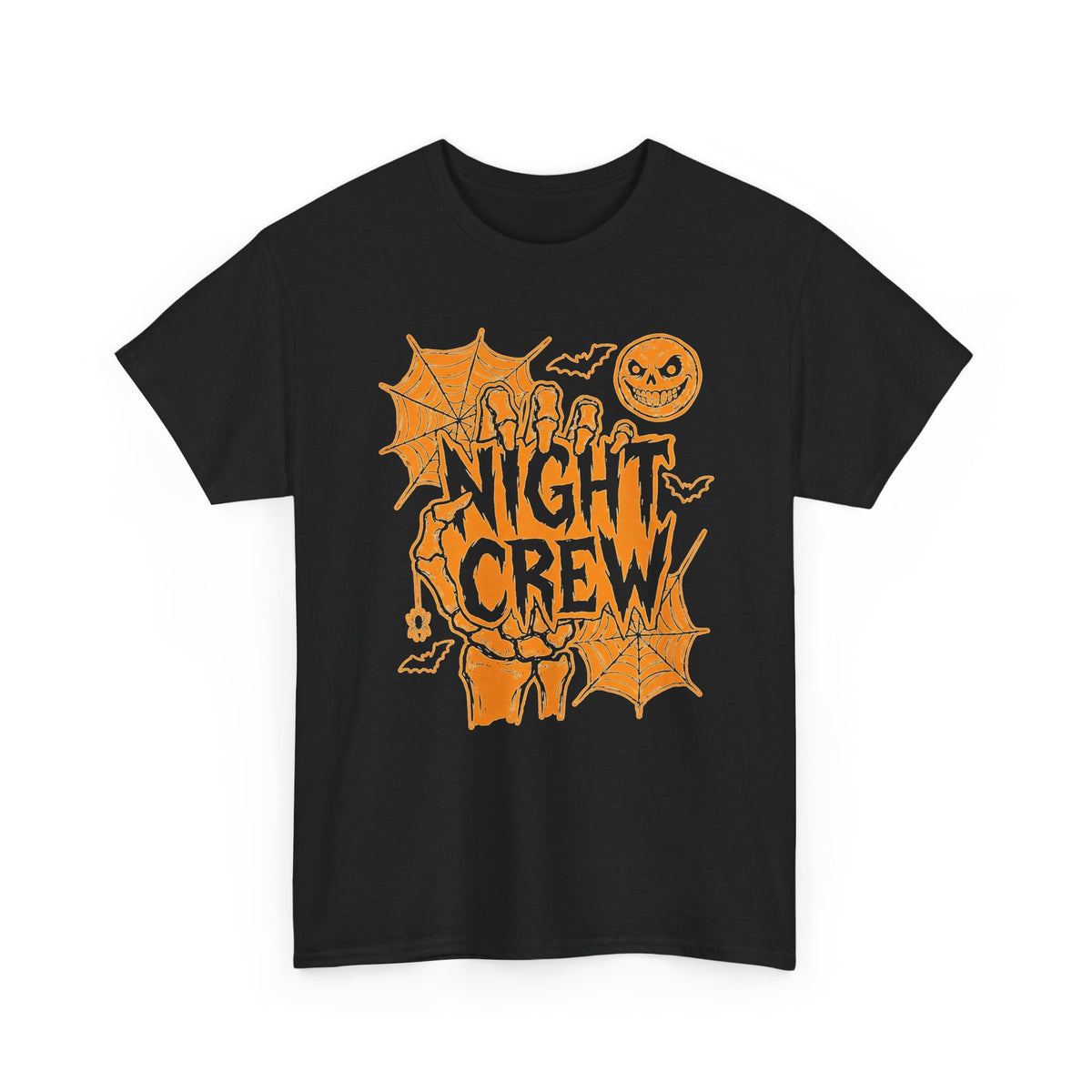 Night Crew Halloween T-Shirt — Spooky Moon & Spiderweb Graphic Tee