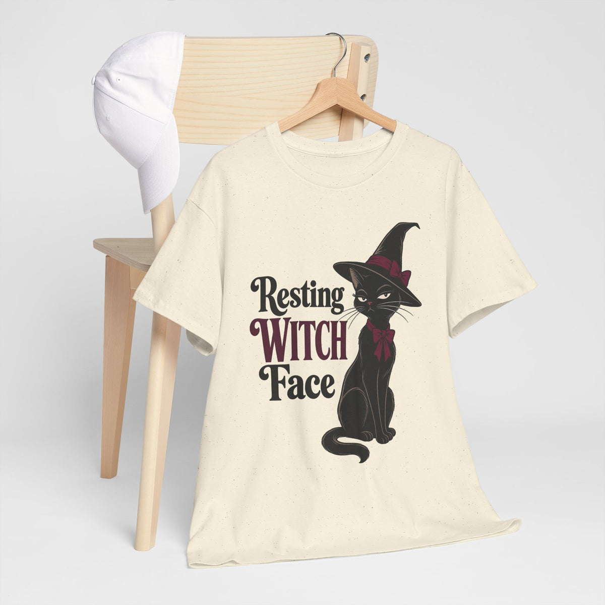 Resting Witch Face T‑Shirt — Black Cat Witchy Halloween Tee