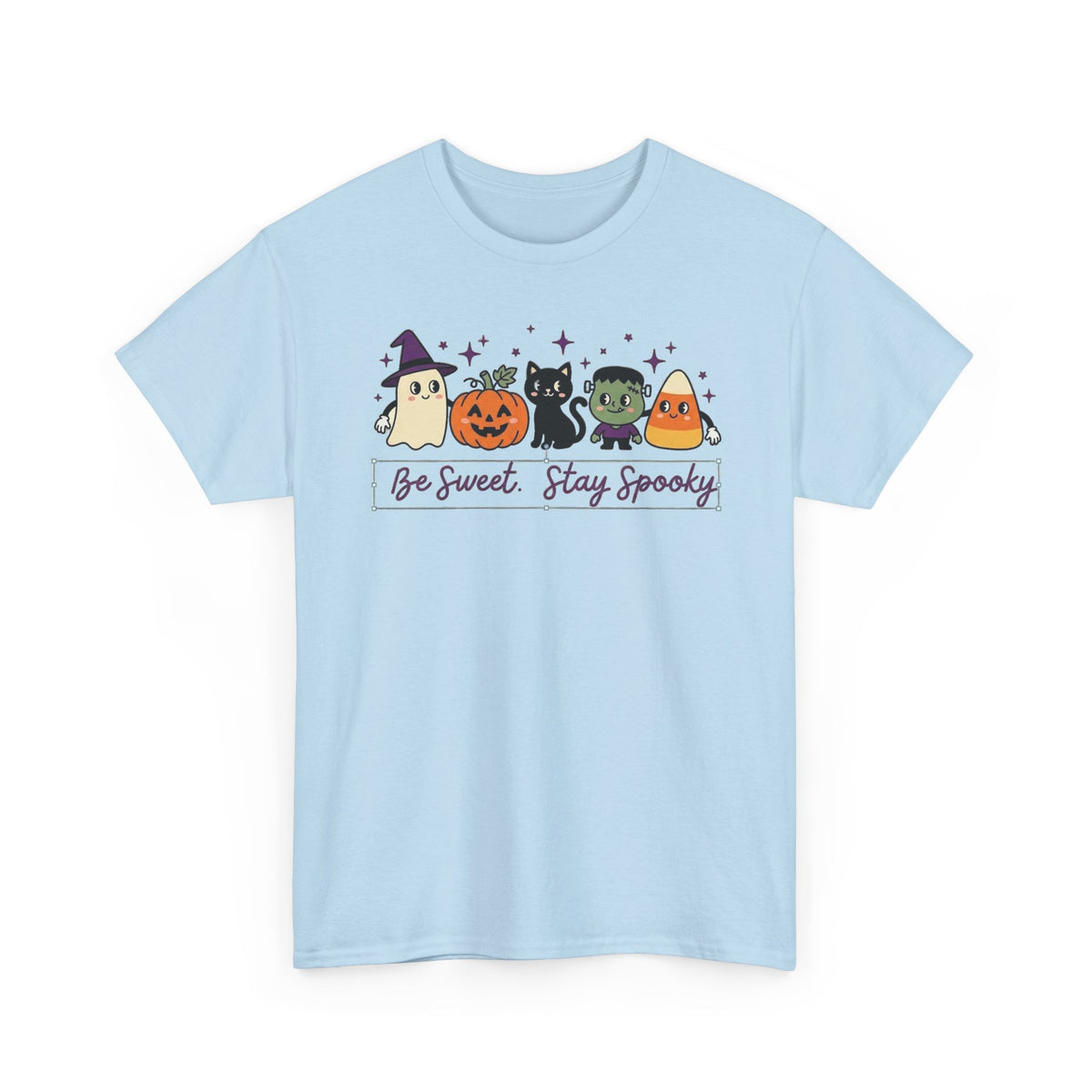 Halloween Cute Tee — "Be Sweet, Stay Spooky" Candy Corn & Pumpkin Design