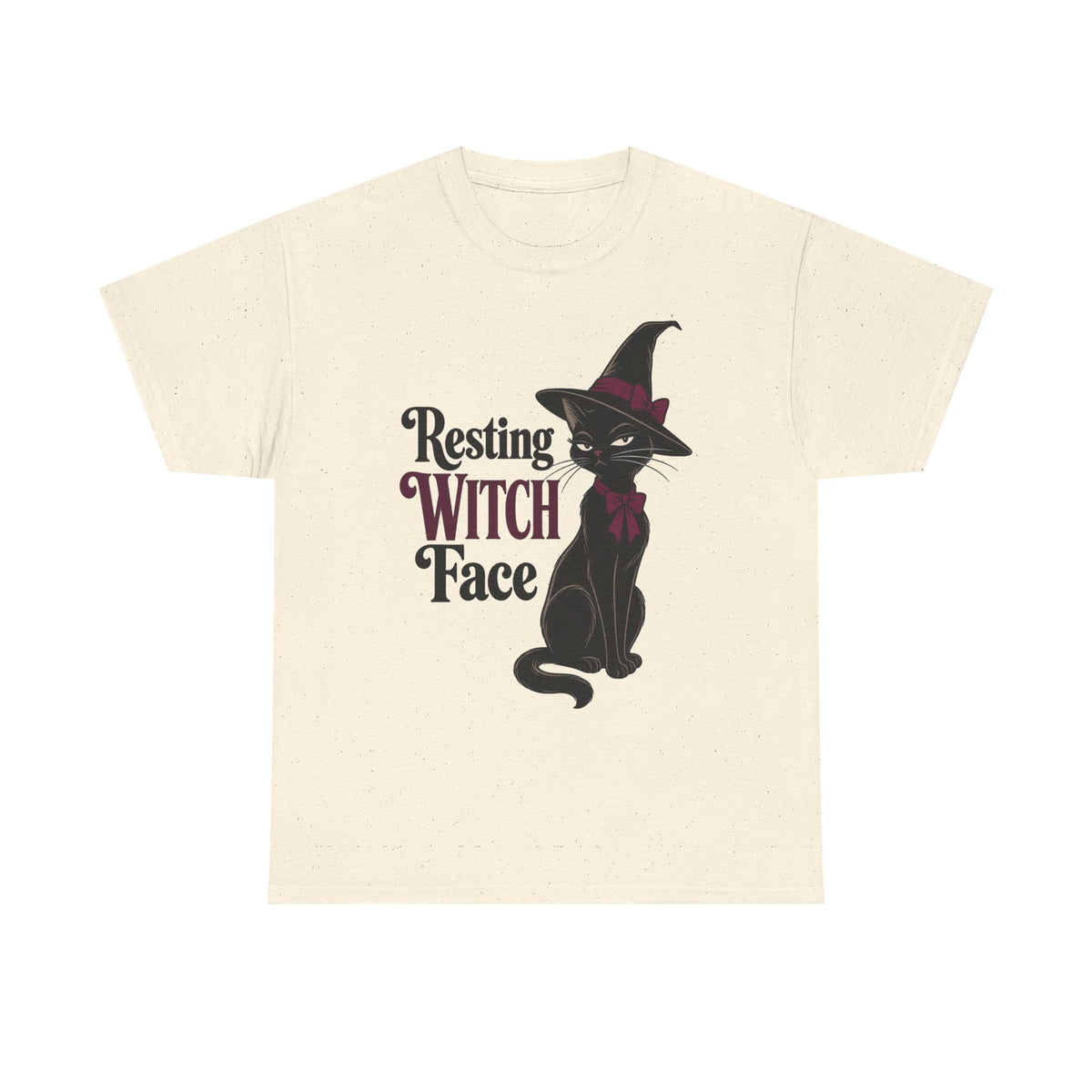 Resting Witch Face T‑Shirt — Black Cat Witchy Halloween Tee